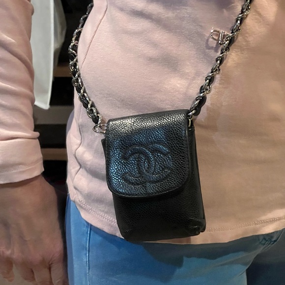 CHANEL | Bags | Chanel Mini Pouch Case Black Caviar Skin